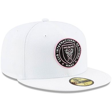 Men's New Era White Inter Miami CF Team Logo 59FIFTY Fitted Hat