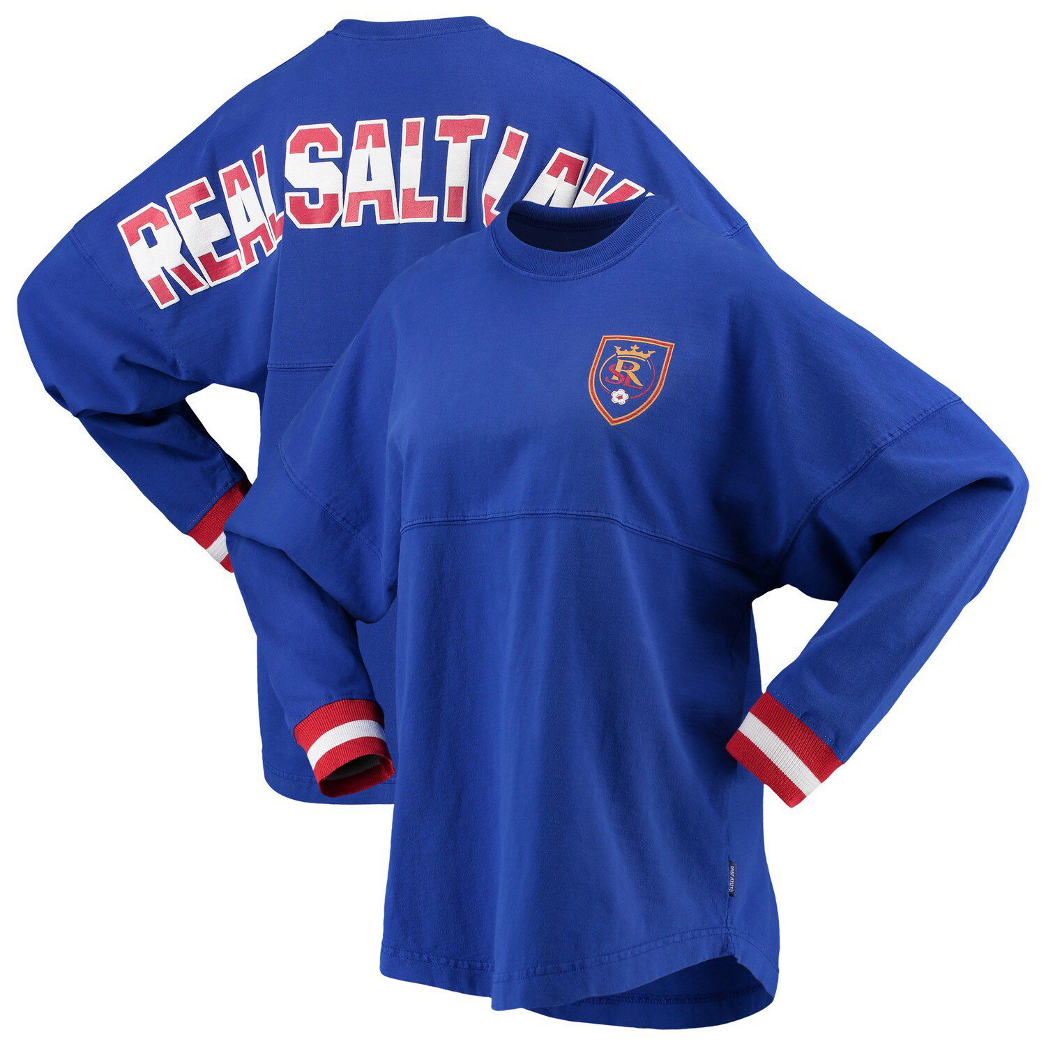 Women's Detroit Tigers Navy Oversized Long Sleeve Ombre Spirit Jersey T- Shirt