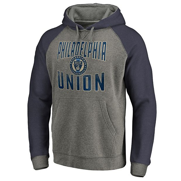 Men's Fanatics Branded Heathered Gray/Heathered Navy Chicago Bears Weekend  Casual Tri-Blend Raglan Long Sleeve