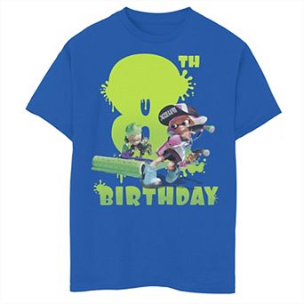 Boys 8-20 Nintendo Splatoon Inkling 8th Birthday Green Splatter Portrait Graphic Tee