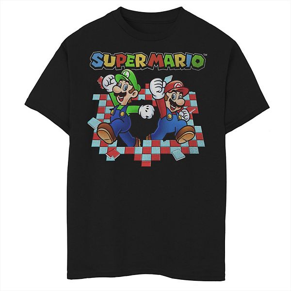Boys 8-20 Super Mario Luigi & Mario Tile Breakthrough Graphic Tee