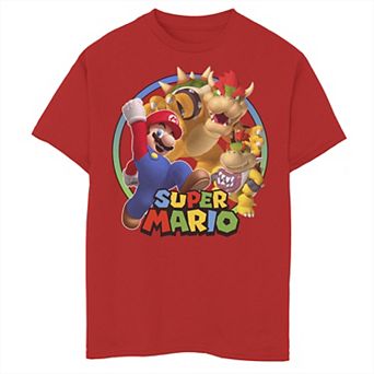 Boys 8-20 Super Mario Bowsers & Mario Circle Portrait Graphic Tee