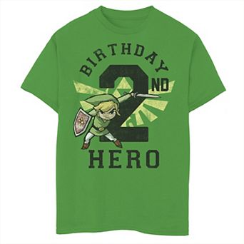 Boys 8-20 Nintendo Legend Of Zelda Link 2nd Birthday Hero Triforce Logo Graphic Tee