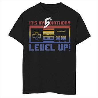 Boys 8-20 Nintendo It's My 5th Birthday Level Up! SNES Controller Graphic Tee