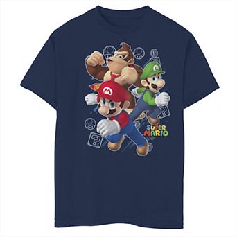 Boys 8-20 Super Mario Donkey Kong Mario Luigi Action Pose Graphic Tee