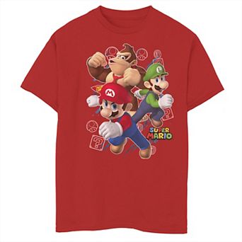 Boys 8-20 Super Mario Donkey Kong Mario Luigi Action Pose Graphic Tee
