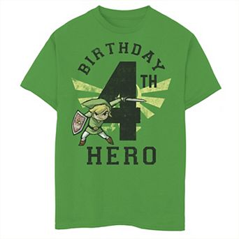 Boys 8-20 Nintendo Legend Of Zelda Link 4th Birthday Hero Triforce Logo Graphic Tee
