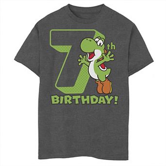 Boys 8-20 Nintendo Super Mario Yoshi 7th Birthday Action Portrait Graphic Tee