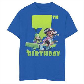 Boys 8-20 Nintendo Splatoon Inkling 7th Birthday Green Splatter Portrait Graphic Tee