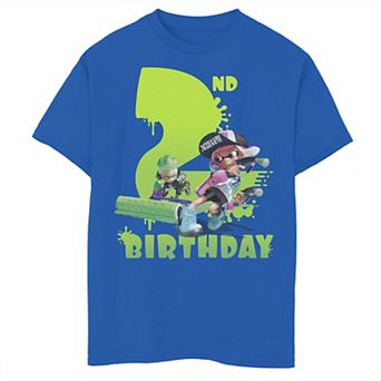 Boys 8-20 Nintendo Splatoon Inkling 2nd Birthday Green Splatter Portrait Graphic Tee