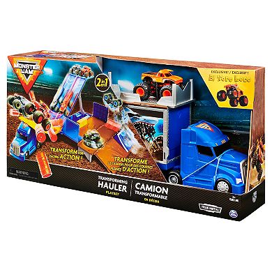 Monster Jam, Official 2-in-1 Transforming Hauler Playset with Exclusive 1:64 Scale Die-Cast Monster Truck