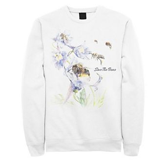Juniors' Earth Day Save The Bees Floral Graphic Sweatshirt