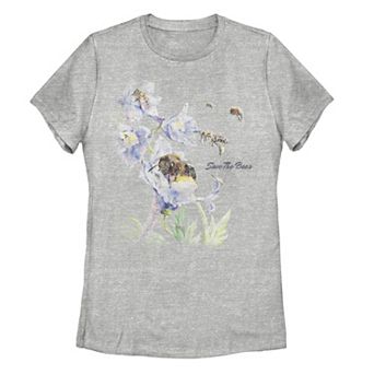 Juniors' Earth Day "Save The Bees" Floral Tee