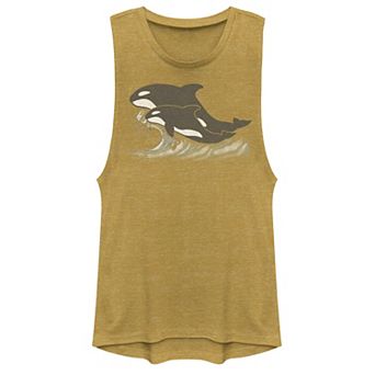 Juniors' Earth Day Orca Ocean Jump Muscle Graphic Tank Top