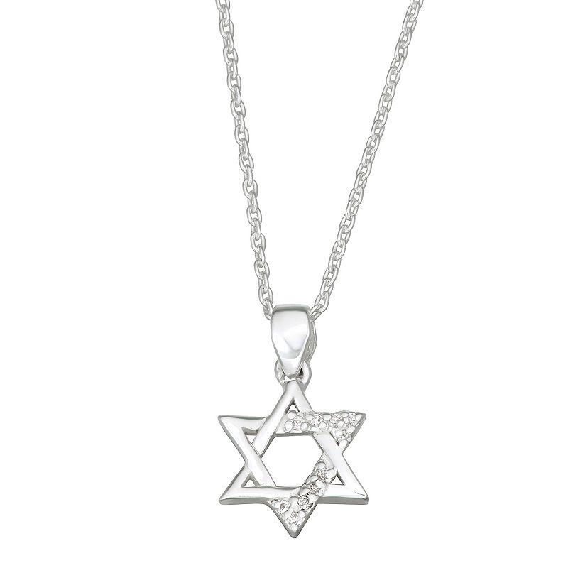 Charming Girl Sterling Silver Star of David Pendant Necklace, Womens, Siz
