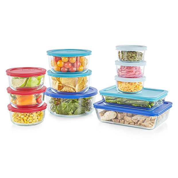 8-piece Glass Food Storage Container Set with Red Lids