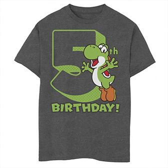 Boys 8-20 Nintendo Super Mario Yoshi 5th Birthday Action Portrait Graphic Tee