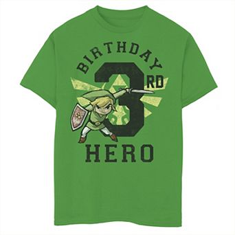 Boys 8-20 Nintendo Legend Of Zelda Link 3rd Birthday Hero Triforce Logo Graphic Tee