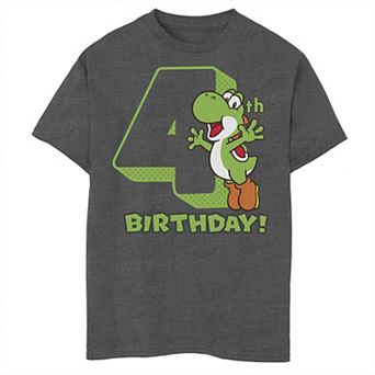 Boys 8-20 Nintendo Super Mario Yoshi 4th Birthday Action Portrait Graphic Tee