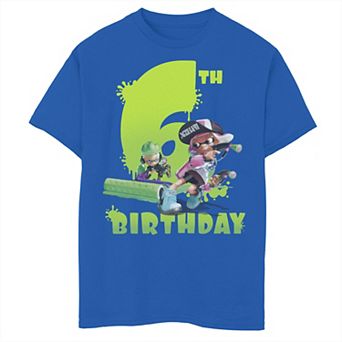 Boys 8-20 Nintendo Splatoon Inkling 6th Birthday Green Splatter Portrait Graphic Tee