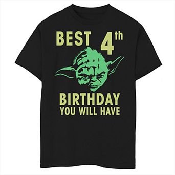 Boys 8-20 Star Wars Yoda Best 4th Birthday You Will Have Stencil Graphic Tee