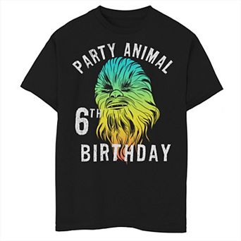 Boys 8-20 Star Wars Chewie Party Animal 6th Birthday Color Portrait Graphic Tee