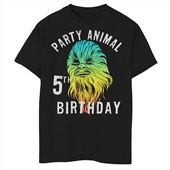 Boys 8-20 Star Wars Chewie Party Animal 5th Birthday Colorful Portrait Graphic Tee
