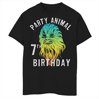 Boys 8-20 Star Wars Chewie Party Animal 7th Birthday Color Portrait Graphic Tee