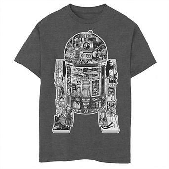 Boys 8-20 Star Wars R2-D2 Black And White Comic Book Fill Graphic Tee