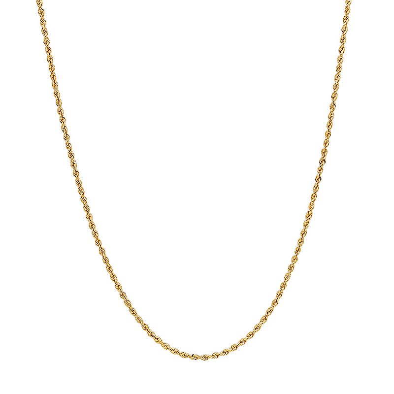 Everlasting Gold 10k Gold Hollow Glitter Rope Chain Necklace, Womens, Siz