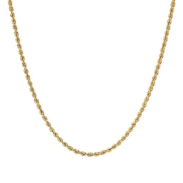 Everlasting Gold 10k Gold Hollow Glitter Rope Chain Necklace