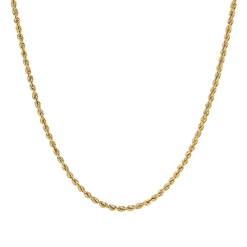 Everlasting Gold 10k Gold Hollow Glitter Rope Chain Necklace, Womens, Siz