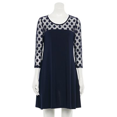 women's nina leonard sheer dot mesh swing dress Nina Leonard Sheer Dot Mesh Swing Dress - Small (New W/Tags)(Retails  $57.00)