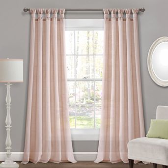 Lush Decor Burlap Knotted Tab Top Window Curtain Set