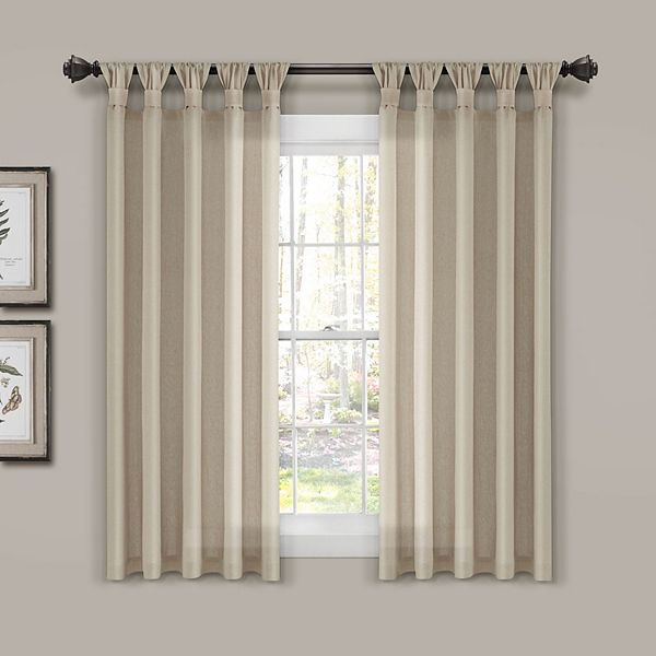 Set of 2 (84&#34;x45&#34;) Burlap Knotted Tab Top Light Filtering Window Curtain Panels Dark Linen - Lush D&#233;cor