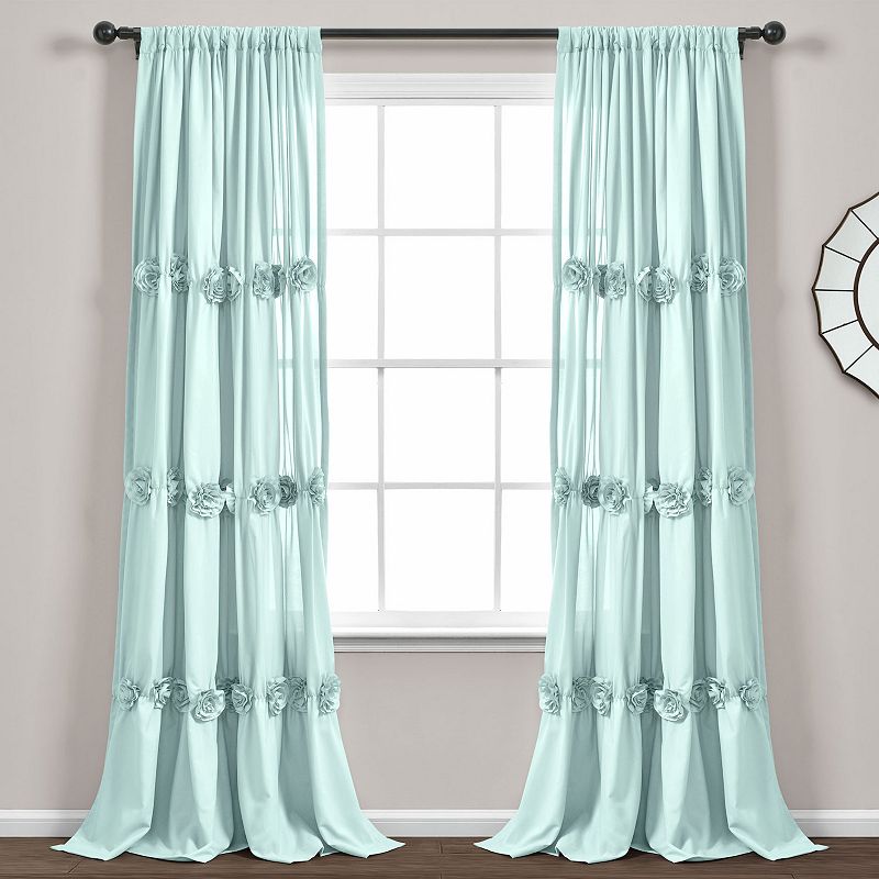 Lush Decor Darla Window Curtain, Blue, 40X84