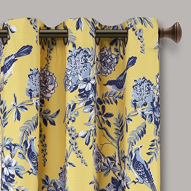 Lush Decor Farmhouse Bird & Flower Insulated Grommet Blackout Window Curtain Set