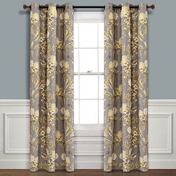 Lush Decor Farmhouse Bird & Flower Insulated Grommet 100% Blackout Window Curtain Set