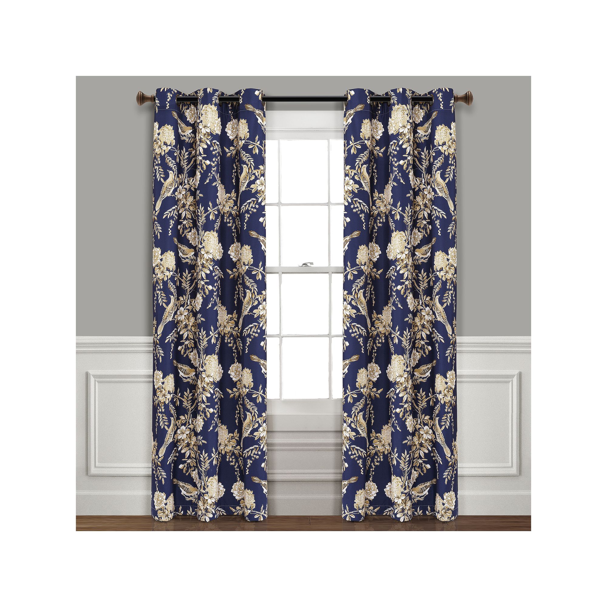 Lush Decor Farmhouse Bird & Flower Insulated Grommet 100% Blackout Window C