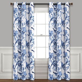 Lush Decor Farmhouse Bird & Flower Insulated Grommet 100% Blackout Window Curtain Set