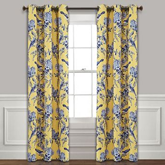Lush Decor Farmhouse Bird & Flower Insulated Grommet 100% Blackout Window Curtain Set