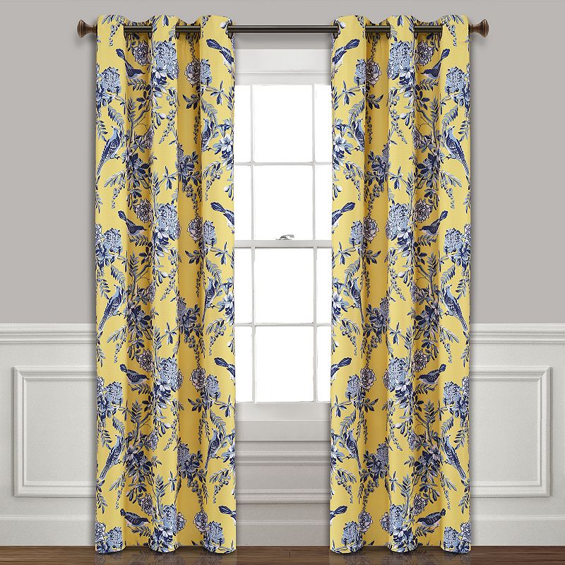 UPC 848742087947 product image for Lush Decor Farmhouse Bird & Flower Insulated Grommet 100% Blackout Window Curtai | upcitemdb.com