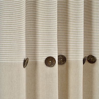 Lush Decor Farmhouse Button Stripe Yarn Dyed Woven Cotton Window Curtain Set
