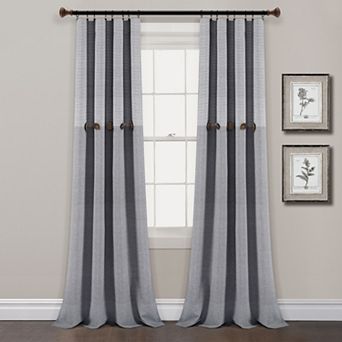 Lush Decor Farmhouse Button Stripe Yarn Dyed Woven Cotton Window Curtain Set