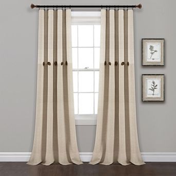 Lush Decor Farmhouse Button Stripe Yarn Dyed Woven Cotton Window Curtain Set