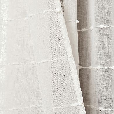Lush Decor Farmhouse Textured Grommet Sheer Window Curtain Set