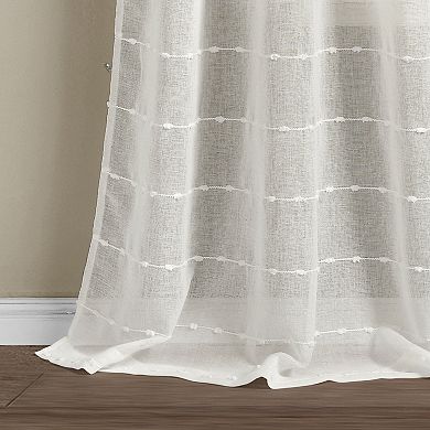 Lush Decor Farmhouse Textured Grommet Sheer Window Curtain Set