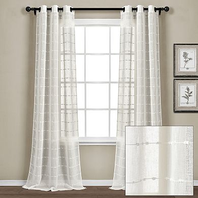 Lush Decor Farmhouse Textured Grommet Sheer Window Curtain Set