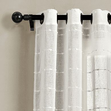 Lush Decor Farmhouse Textured Grommet Sheer Window Curtain Set