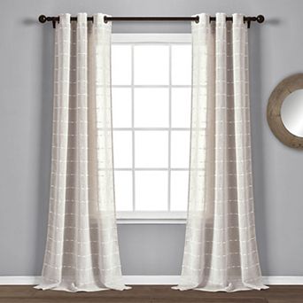 Lush Decor Farmhouse Textured Grommet Sheer Window Curtain Set
